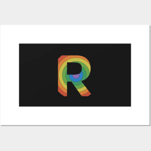 Retro Rainbow 'R' Sticker Posters and Art